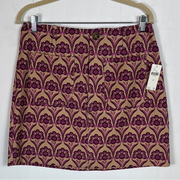 Anthropologie Tan and Purple Mini Pencil Skirt Size M - Picture 1 of 11
